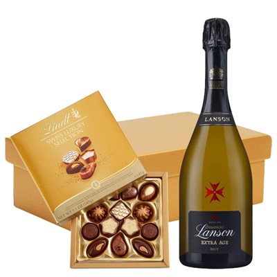 Lanson Extra Age Brut 75cl And Lindt Swiss Chocolates Hamper